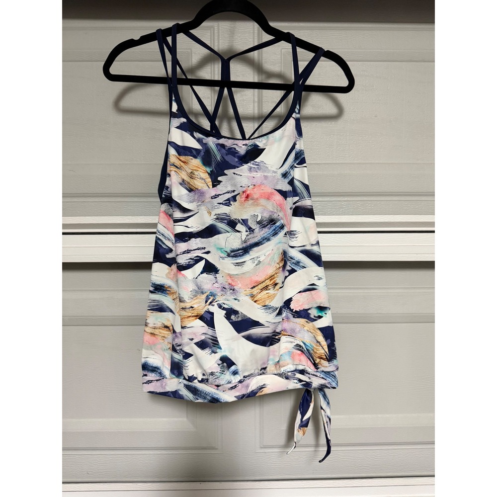 Athleta Vivid Side Tie Tankini Swim Top Strappy UPF 50+ Quick Dry Size M beachy - Picture 2 of 9